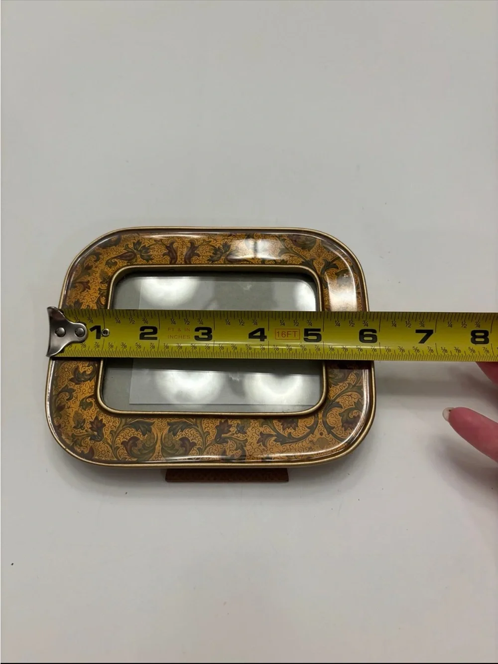 Vintage floral Bucklers 5th Ave Brass Enamel Yellow Floral Picture Frame